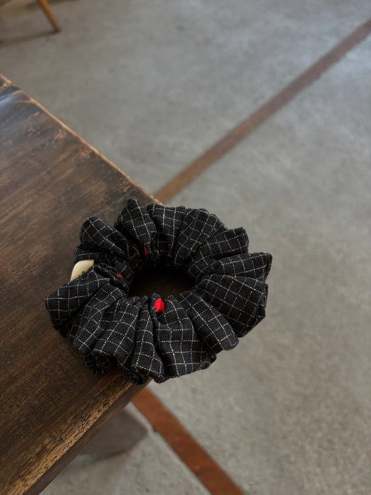 Classic Black Plaid Scrunchie