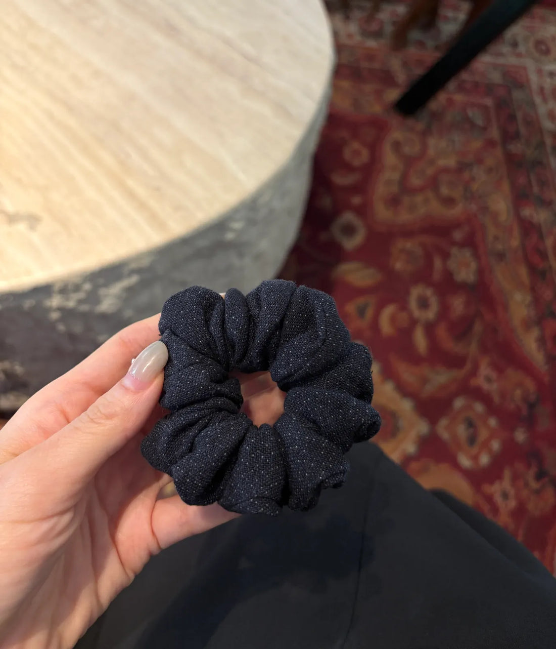 Navy Blue Puff Scrunchie