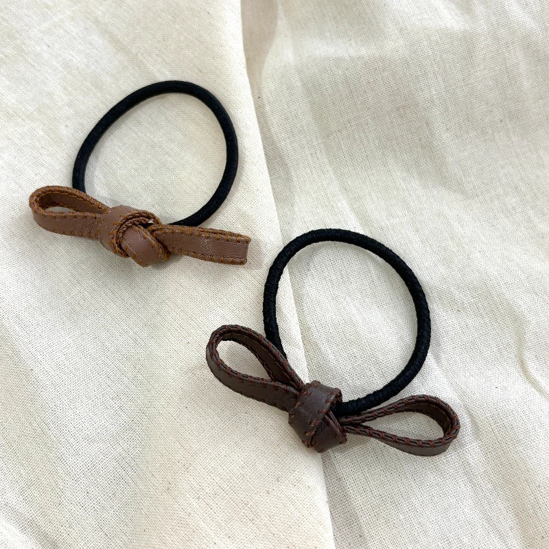 Leather Bowknot Hair Tie