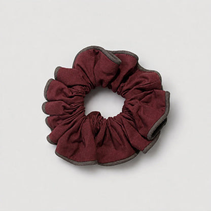 Burgundy Gray Edge Scrunchie hair accessory