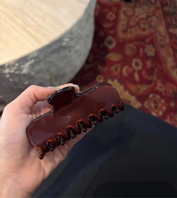 Burgundy Cellulose Acetate Hair Claw Clip