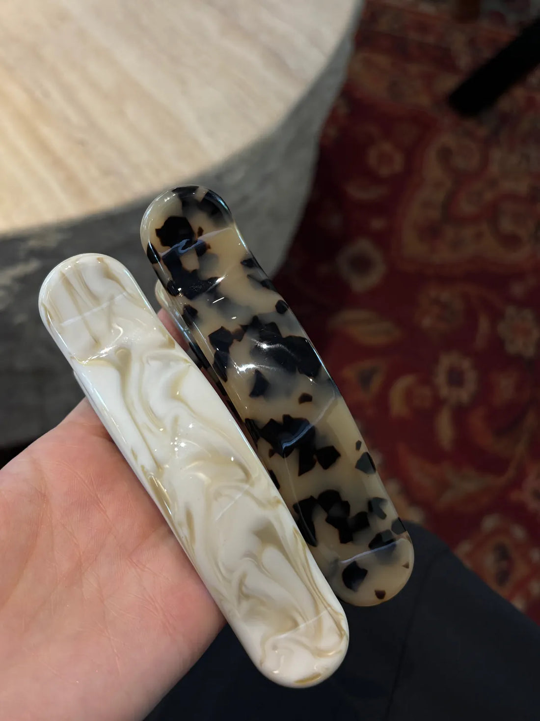 Glossy Marble & Tortoiseshell Banana Hair Clip