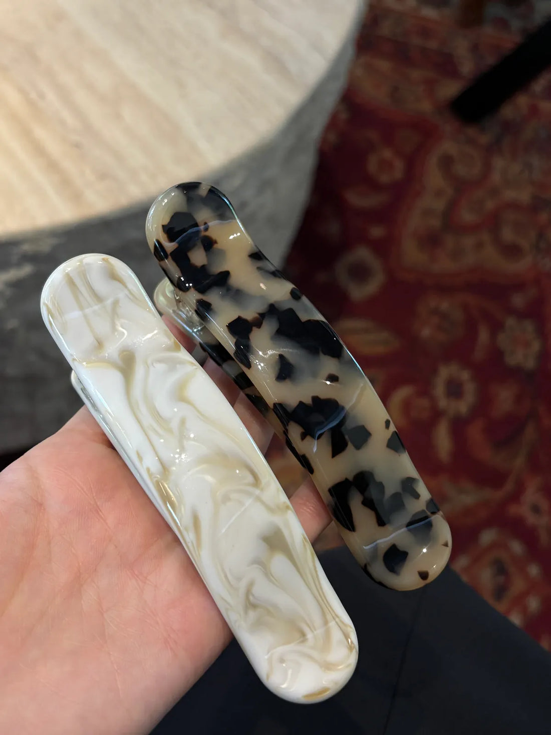 Glossy Marble & Tortoiseshell Banana Hair Clip