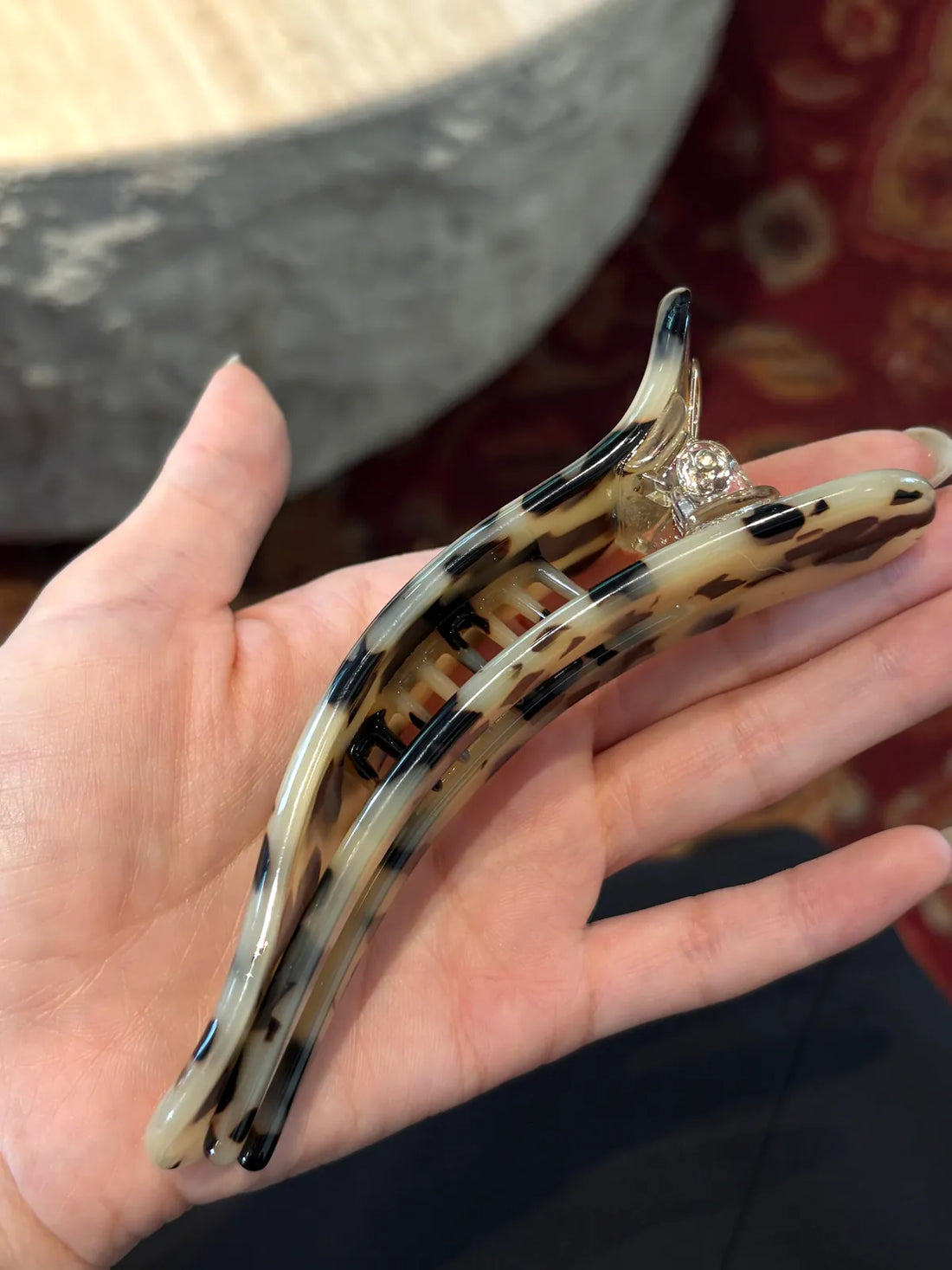 Glossy Marble & Tortoiseshell Banana Hair Clip