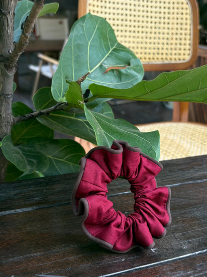Burgundy Dark Brown Edge Scrunchie