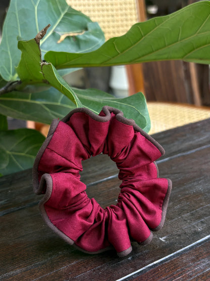 Burgundy Dark Brown Edge Scrunchie