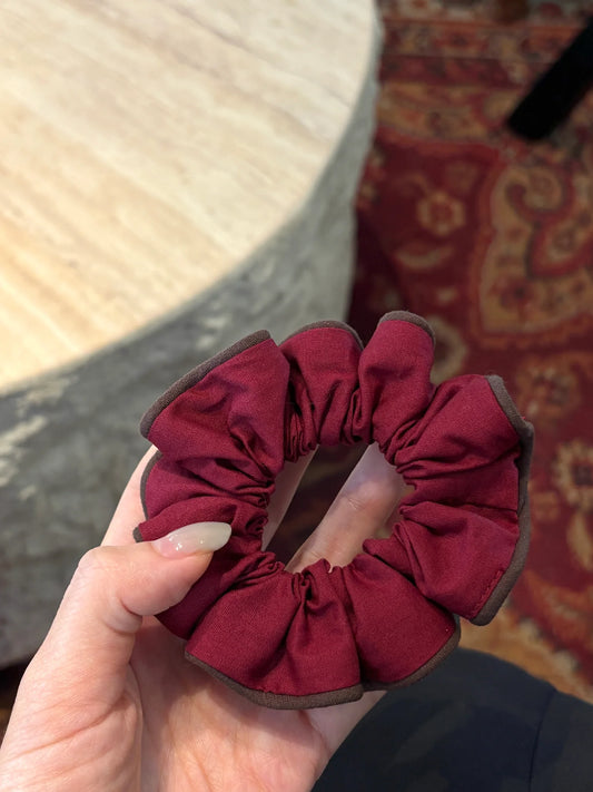 Burgundy Dark Brown Edge Scrunchie