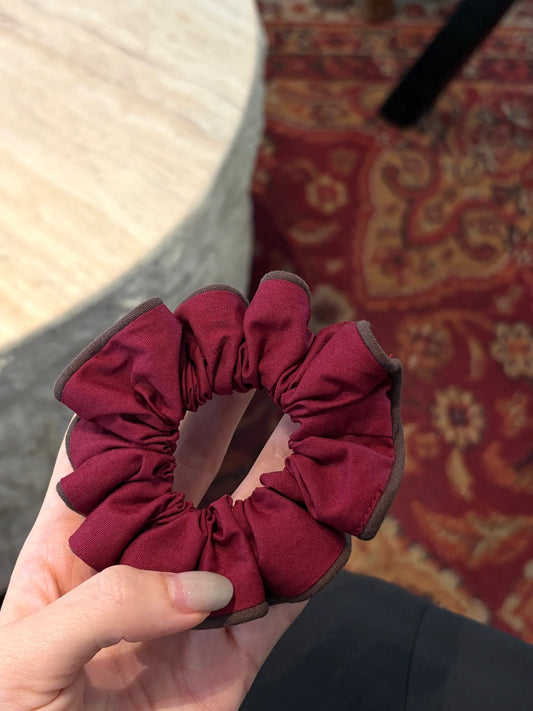 Burgundy Dark Brown Edge Scrunchie