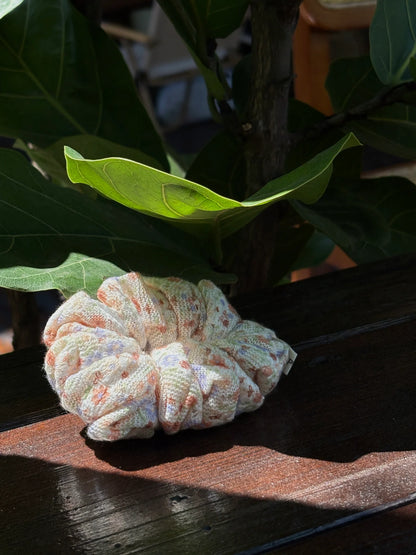 Cream Pastel Floral Scrunchie