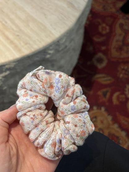 Cream Pastel Floral Scrunchie