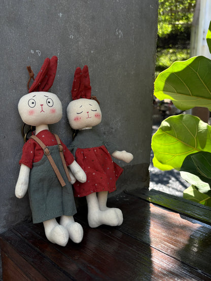 Vintage Bunny Plush Doll Set