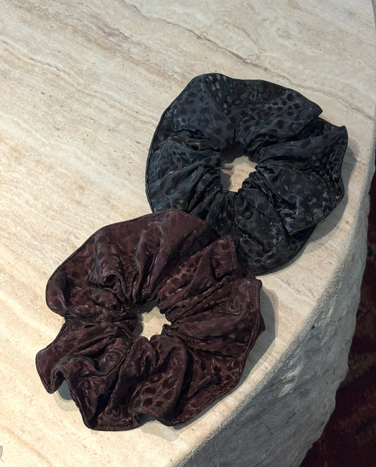Brown & Black Velvet Scrunchie