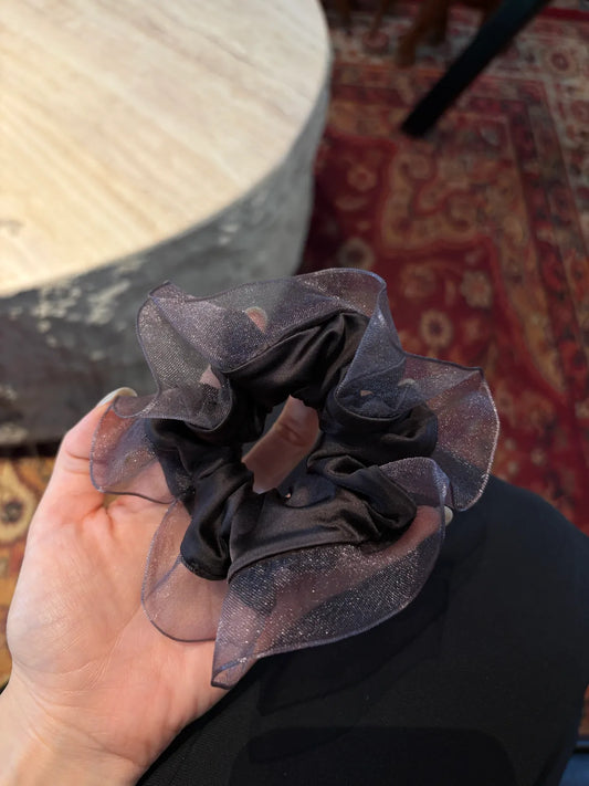 Deep Purple Shimmer Organza Scrunchie
