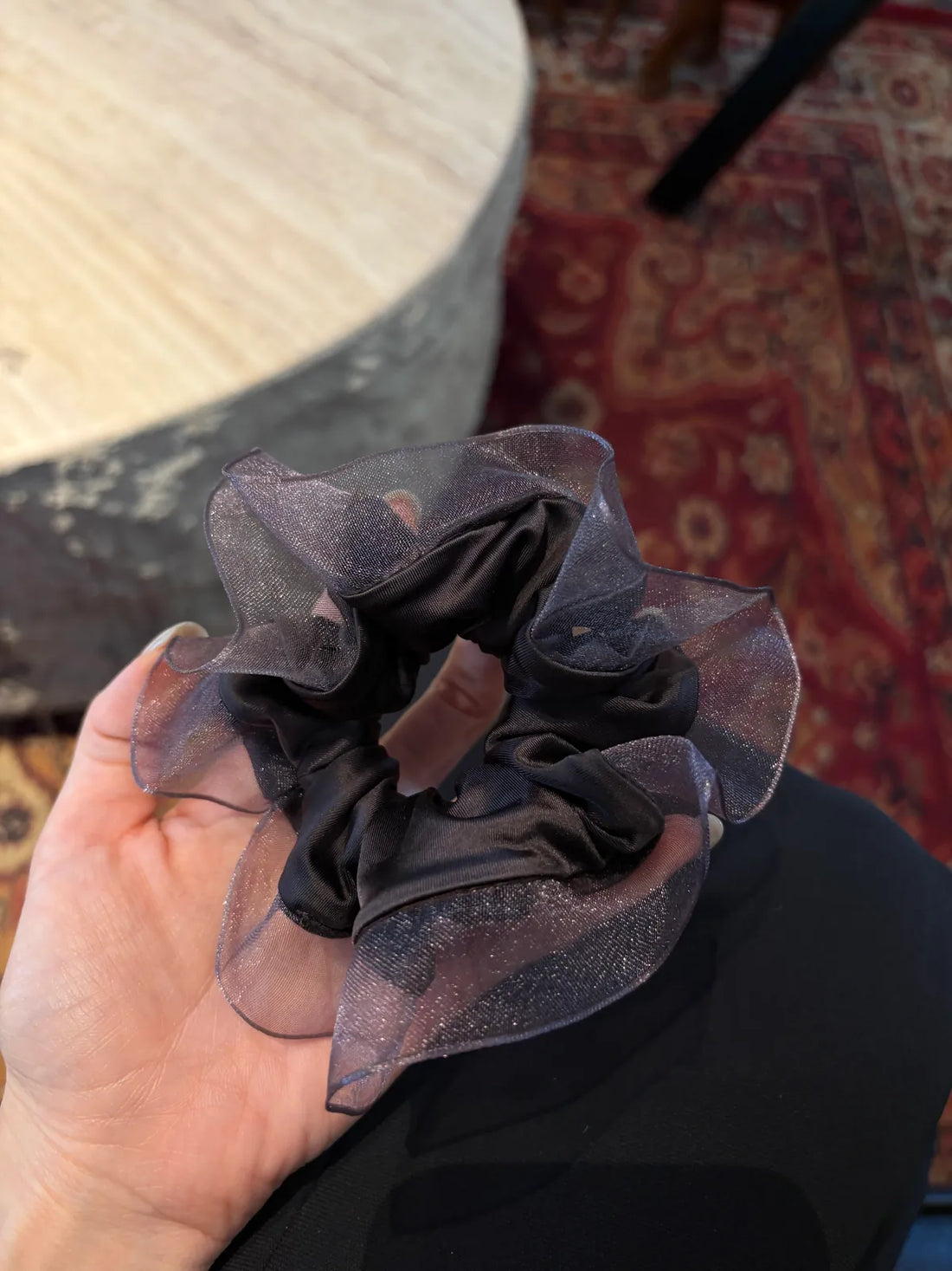 Deep Purple Shimmer Organza Scrunchie
