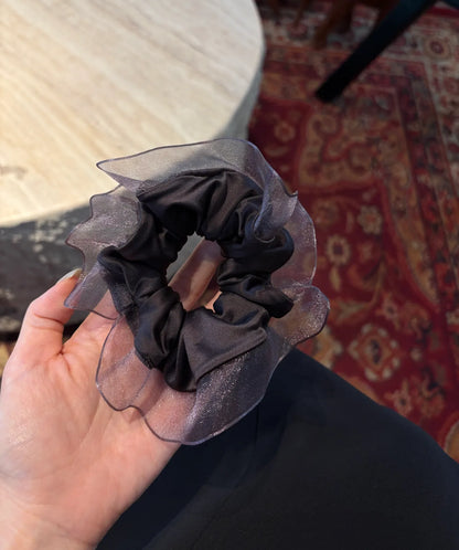 Deep Purple Shimmer Organza Scrunchie