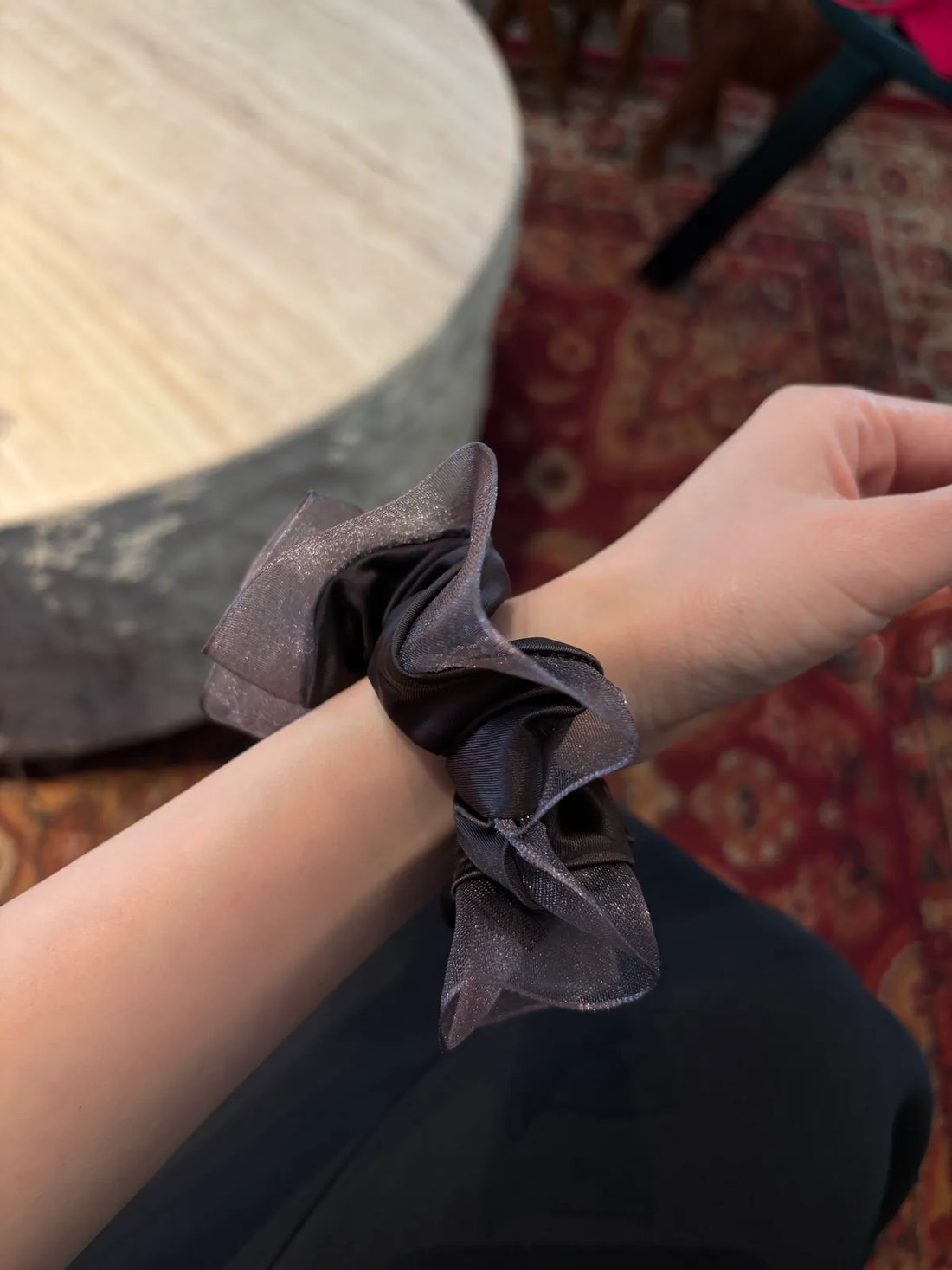 Deep Purple Shimmer Organza Scrunchie