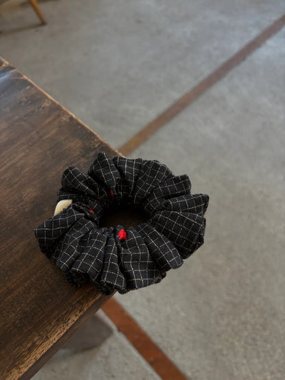Classic Black Plaid Scrunchie