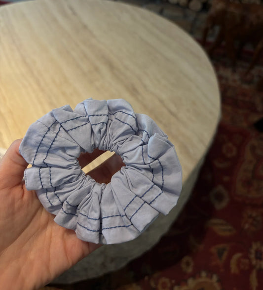 Light Blue Stitched Cotton Scrunchie